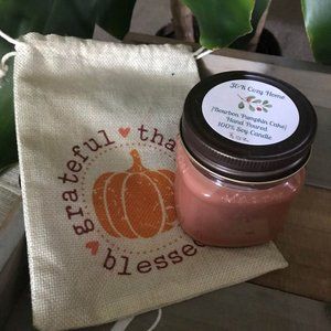 New "Bourbon Pumpkin Cake" Hand-Poured Soy Candle (8oz) & Fall Burlap Gift Bag